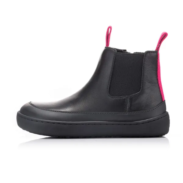 Detské barefoot Chelsea čižmy VICTORY Mini, Black & Pink