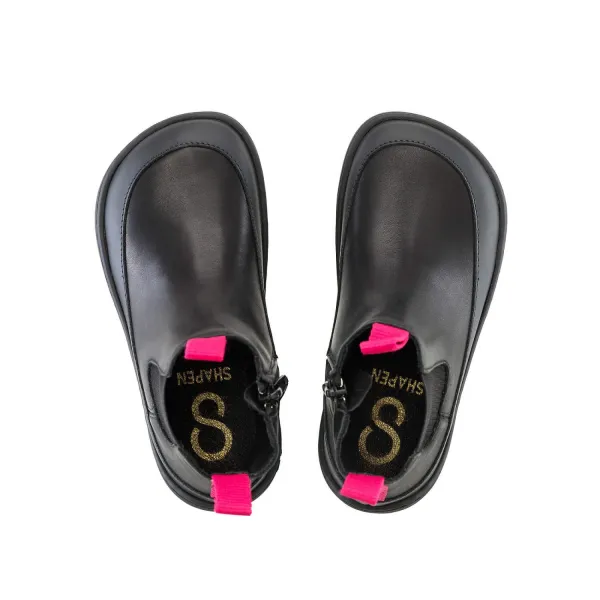 Detské barefoot Chelsea čižmy VICTORY Mini, Black & Pink