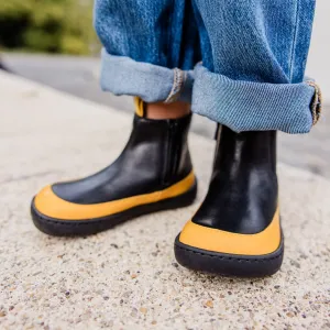 Detské barefoot Chelsea čižmy VICTORY Mini, Black & Yellow