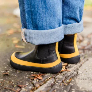 Detské barefoot Chelsea čižmy VICTORY Mini, Black & Yellow
