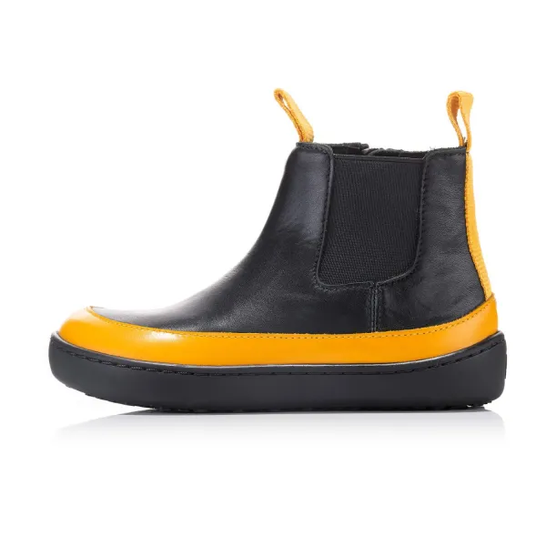 Detské barefoot Chelsea čižmy VICTORY Mini, Black & Yellow