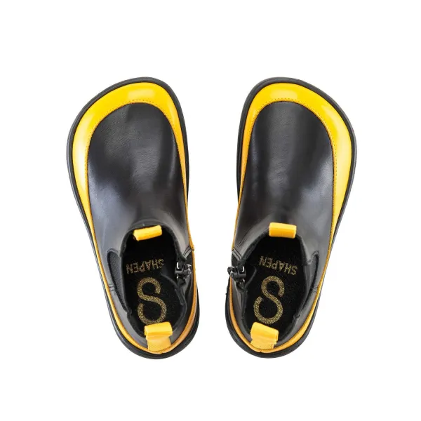 Detské barefoot Chelsea čižmy VICTORY Mini, Black & Yellow