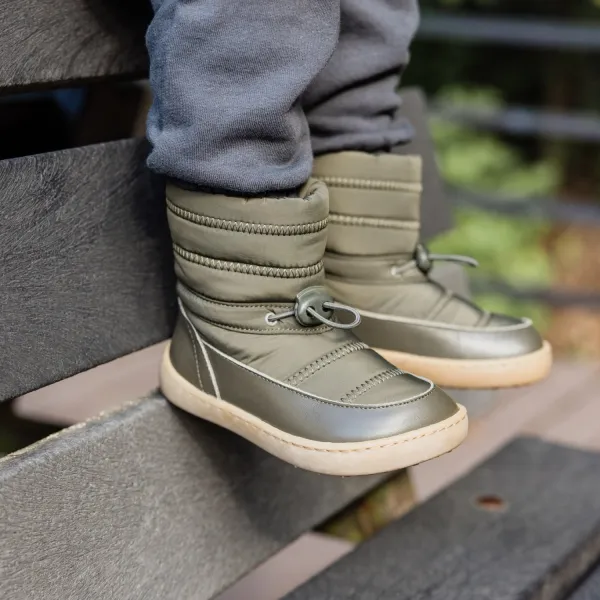Detské barefoot čižmy FROSTY Mini, Olive