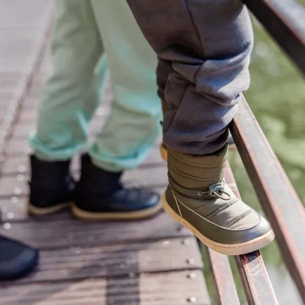 Detské barefoot čižmy FROSTY Mini, Olive