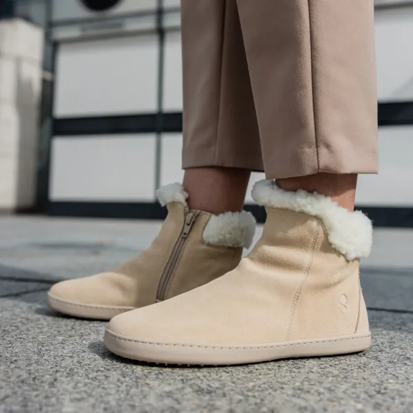 Barefoot členkové čižmy FLUFFY 2.0 Beige