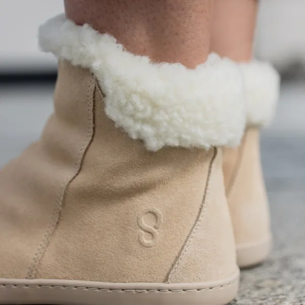 Barefoot členkové čižmy FLUFFY 2.0 Beige