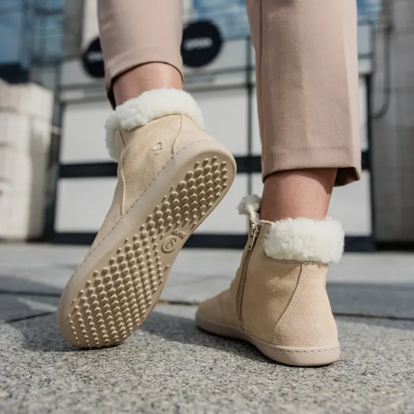 Barefoot členkové čižmy FLUFFY 2.0 Beige