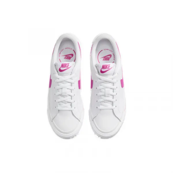Dievčenská rekreačná obuv NIKE Court Legacy Jr white laser fuchsia
