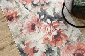 Protišmykový behúň LOTUS BOUQUET 52900 kvety béžový / ružový