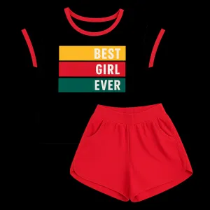 Bembi Dievčenský letný komplet „BEST GIRL EVER“ Farba: Biela, Veľkosť: 110