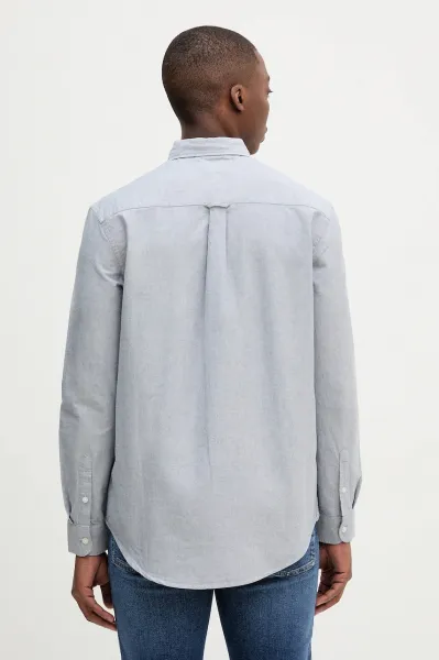 Bavlnená košeľa Tommy Jeans šedá farba, regular, s golierom button-down, DM0DM21298