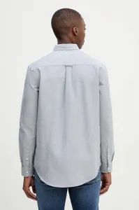 Bavlnená košeľa Tommy Jeans šedá farba, regular, s golierom button-down, DM0DM21298