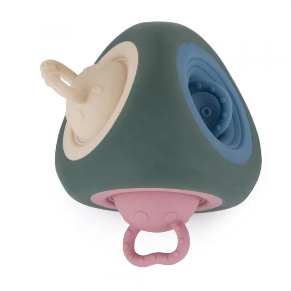 PETITE&MARS Hračka silikónová Pop Up Triangle Misty Green 10m+