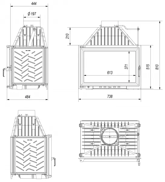 Kratki Oliwia 16 kW - krbová vložka rovná OLIWIA/PF