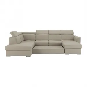 KONDELA Marieta L rohová sedačka u s rozkladom a úložným priestorom béžová / tehlová