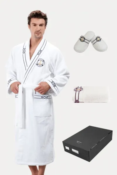 Soft Cotton Luxusný pánsky župan + uterák + papuče MARINE MAN