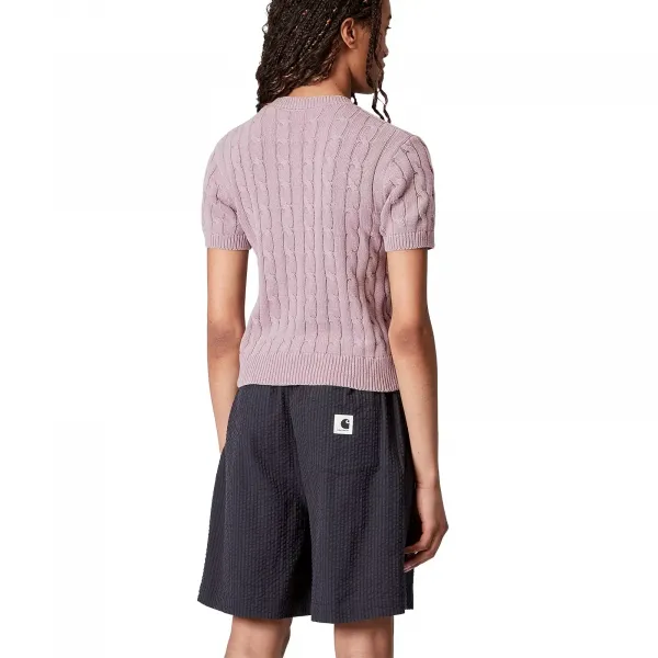 Carhartt WIP W' Carter Knit T-Shirt Pink Fog garment dyed S