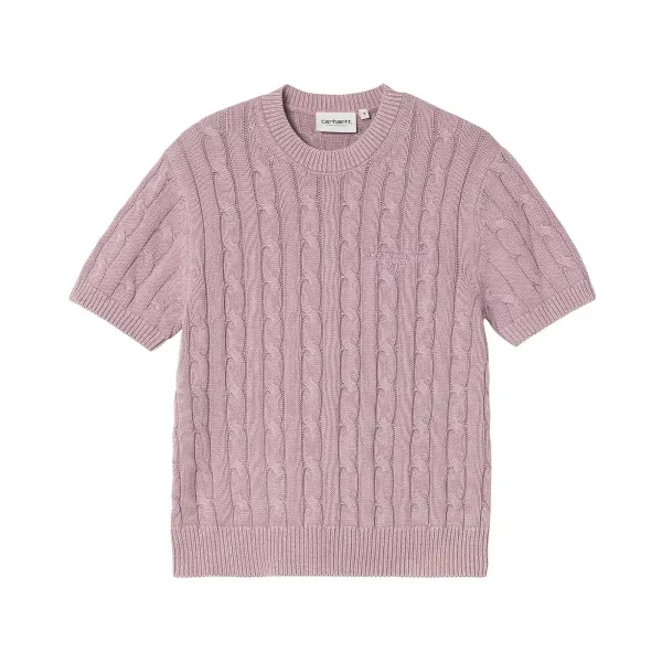 Carhartt WIP W' Carter Knit T-Shirt Pink Fog garment dyed S