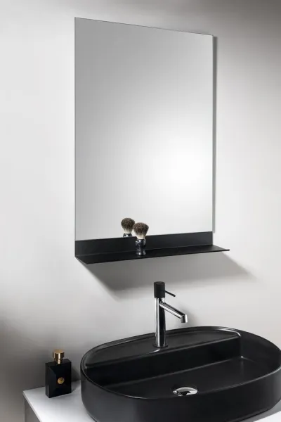 AQUALINE - Zrcadlo s policí 50x75cm, CU free, černá mat 22492S