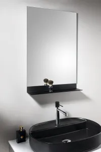 AQUALINE - Zrcadlo s policí 50x75cm, CU free, černá mat 22492S