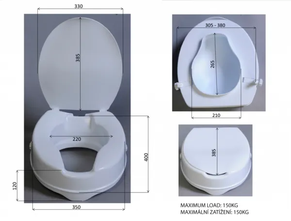 WC sedátko zvýšenej 10cm, bez madiel, biela A0071001