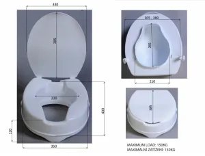 WC sedátko zvýšenej 10cm, bez madiel, biela A0071001