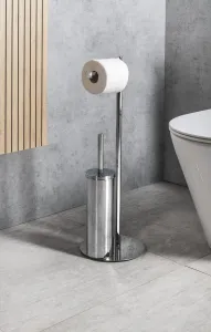 Gedy - CIRCE stojan s držákem na toaletní papír a WC štětkou, kulatý, chrom 143213