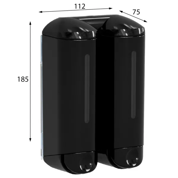 Dvojitý dávkovač tekutého mydla SHOWER MEDIUM, 2x250 ml, čierny A94803