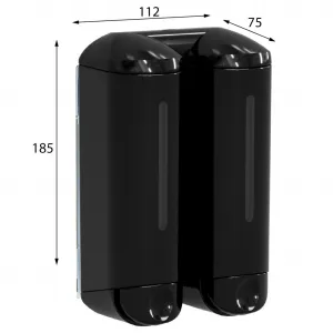 Dvojitý dávkovač tekutého mydla SHOWER MEDIUM, 2x250 ml, čierny A94803