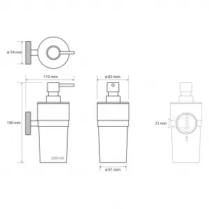 LARISSA Dávkovač mydla 250 ml, mliečne sklo, chróm WS019