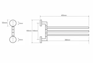 SAPHO - X-ROUND trojitý držák ručníků otočný 380, chrom XR407