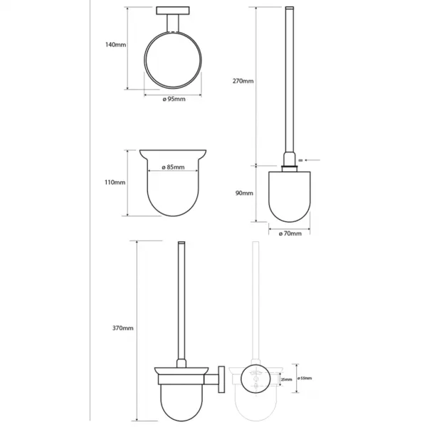 SAPHO - X-ROUND WHITE WC štětka závěsná, mléčné sklo, bílá mat XR303W