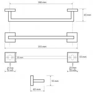 SAPHO - X-SQUARE držák ručníků 300, chrom XQ401