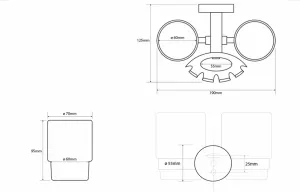SAPHO - X-ROUND držák kartáčků včetně sklenic, mléčné sklo, chrom XR900