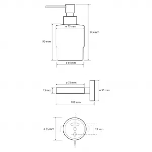 SAPHO - X-ROUND dávkovač mýdla 200ml, mléčné sklo, chrom XR103