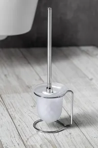 SAPHO - X-ROUND E WC štětka na postavení, mléčné sklo, chrom XR302