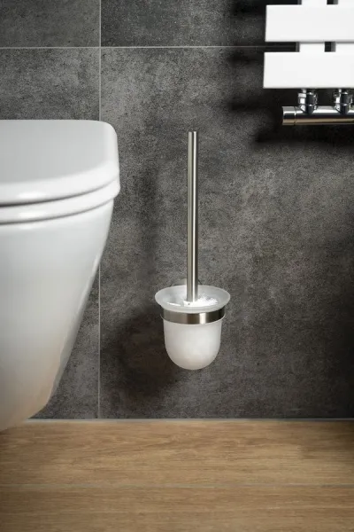 SAPHO - X-STEEL WC štětka závěsná, mléčné sklo, nerez mat XS301