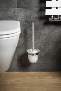 SAPHO - X-STEEL WC štětka závěsná, mléčné sklo, nerez mat XS301