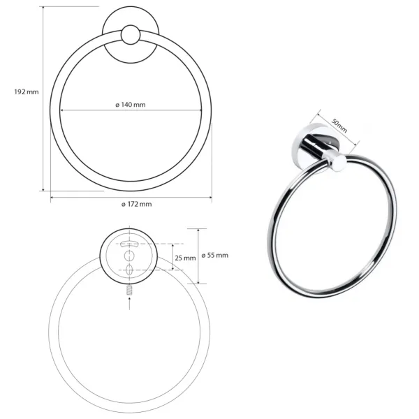 SAPHO - X-ROUND E držák ručníků kruh, chrom XR411