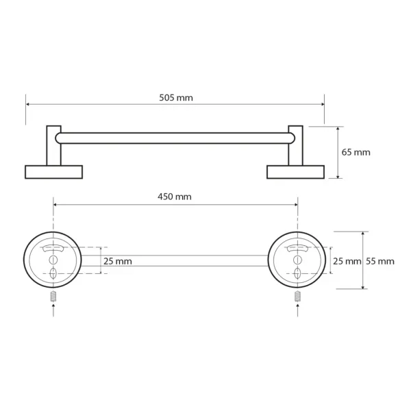 SAPHO - X-ROUND E držák ručníků 450, chrom XR408