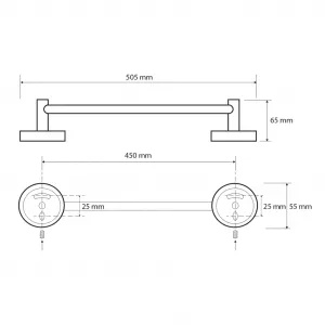 SAPHO - X-ROUND E držák ručníků 450, chrom XR408