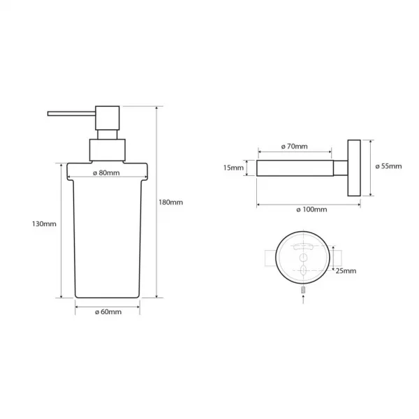 SAPHO - X-ROUND dávkovač mýdla 230ml, mléčné sklo, chrom XR101