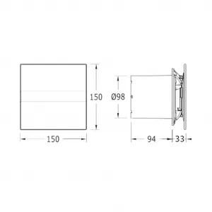 CATA - E-100 GBT koupelnový ventilátor axiální s časovačem, 8W, potrubí 100, černá 00900502