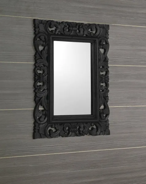 SAMBLUNG zrcadlo ve vyřezávaném rámu 60x80cm, černá IN128