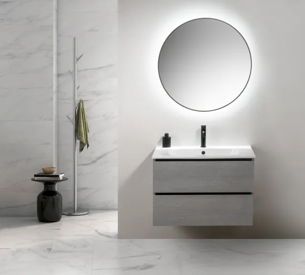 SAPHO - SHARON kulaté zrcadlo s LED podsvícením ø 80cm, černá mat 31255CI