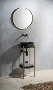 SAPHO - NOTION kulaté zrcadlo v rámu ø 60cm, zlato mat NT600G