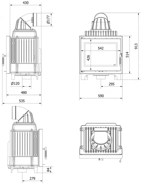 Kratki FRANEK 10 DECO - krbová vložka rovná FRANEK/10/DECO