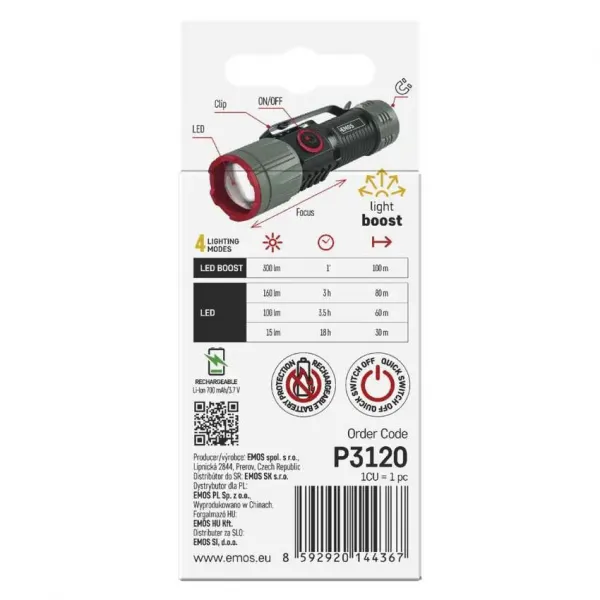 Svietidlo ručné EMOS P3120 300lm 700mAh small - nabíjateľné