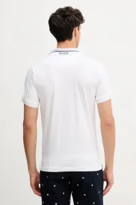 Polo tričko Guess NOLAN pánske, biela farba, jednofarebné, M5YP66 J1314