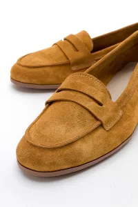 LuviShoes F02 Dámske horčicové semišové balerínky
